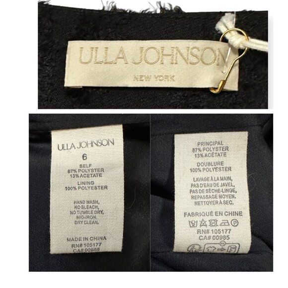 Ulla Johnson Elara Black Textured Midi Dress, Size 6, New with tag - Picture 6 of 16